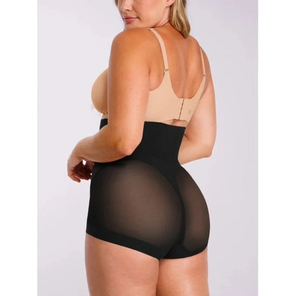 Shapellx Women's Black Mesh Smooth Butt-Lifting Brief Shaping Shorts Size XL NWT